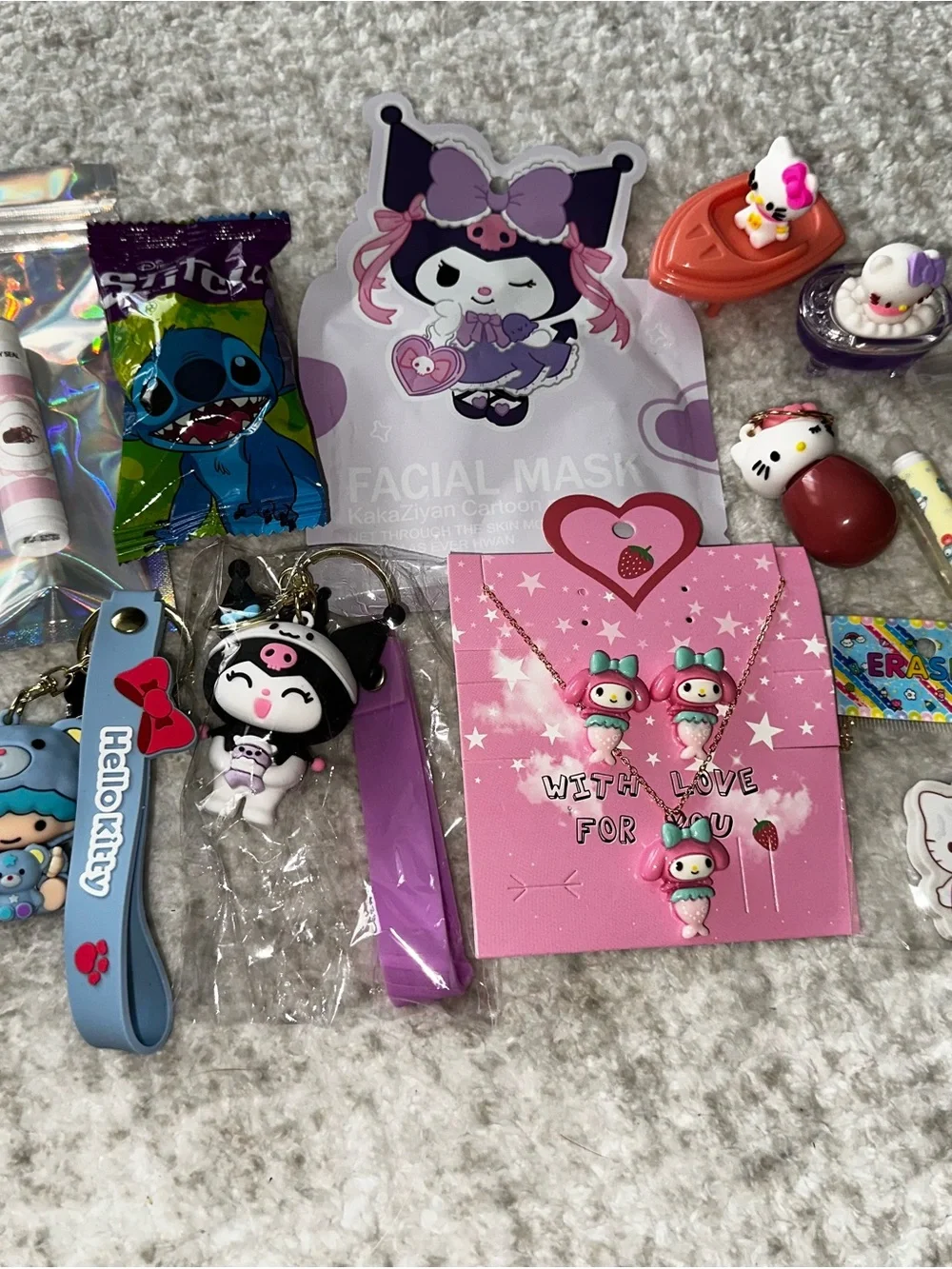 Hello Kitty Pink Hanging Organizer and bundle of miscellaneous items